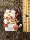 Audrey Personalized Snowman Ornament Encore 2004 Orange Scarf NEW