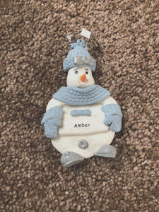 Snow Buddies Amber Personalized Snowman Ornament NEW
