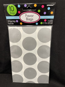 SILVER POLKA DOT Paper Favour Bags Pack of 10