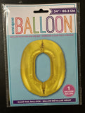 34" Foil Gold Number 0 Balloon