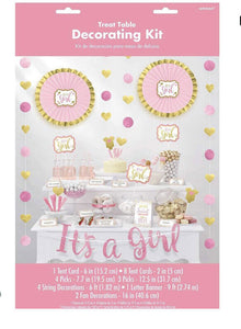 IT'S A GIRL PINK BUFFET TABLE DECORATING KIT baby shower Candy Food Signs Banner
