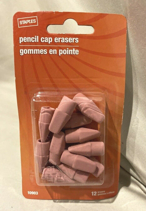 Staples Pencil Cap Erasers Fits Most Wood Pencils Red