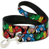 Buckle Down DOG LEASH - 5-MARVEL CHARACTERS BLACK1" Wide 4'