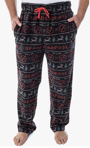 Marvel Men's Deadpool Christmas Ugly Sweater Fleece Sleep Pajama Pants Sz Large