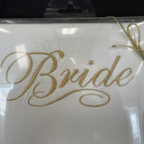 Gold Embroidered White XL Cotton Bride Tshirt