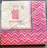 Shower with Love Girl Chevron Polka Dot Baby Shower Party Paper Beverage Napkins