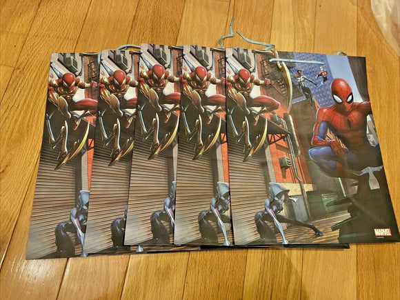 Set Of 5 Marvel Spider-Man Gift Bags 12.5” X 10” X 5” NEW