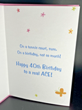 Happy 40th Birthday Tennis Greeting Card w/Envelope