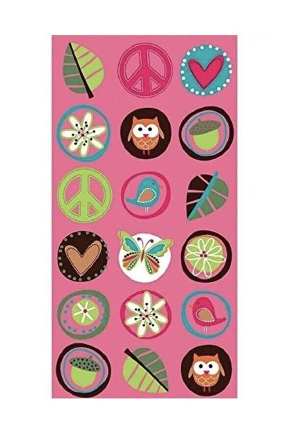 Hippie Chick Peace Owl Pink Brown Retro Birthday Party Favor Sacks Treat Bags