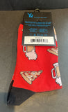 Yo Sox Beer & Pizza Print Men's Crew Novelty Socks 7-12 Coral