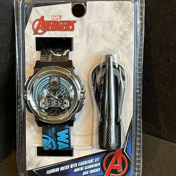 Avengers Black Panther Flashing Watch & Flashlight Set