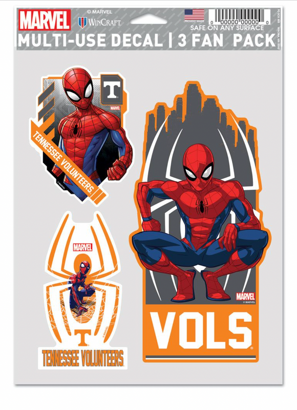 Tennessee Volunteers Spider-Man Marvel Multi-Use Decal 3 Fan Pack