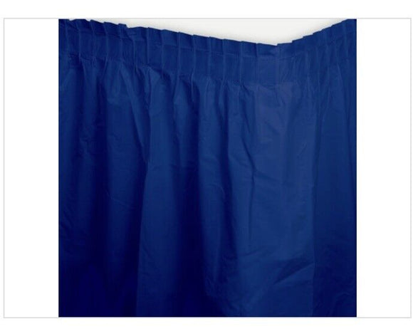 Reusable Blue Plastic Table Skirt 29”x168”