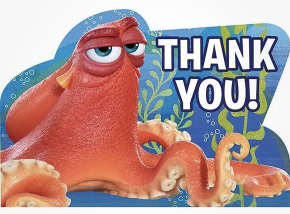 Finding Dory Thank You Cards Birthday Party Supplies Seals & Envelopes 8 Ct New