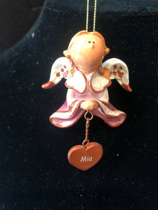 Pink Mia Prayer Angel Orn by the Encore Group made by Russ Berrie NEW