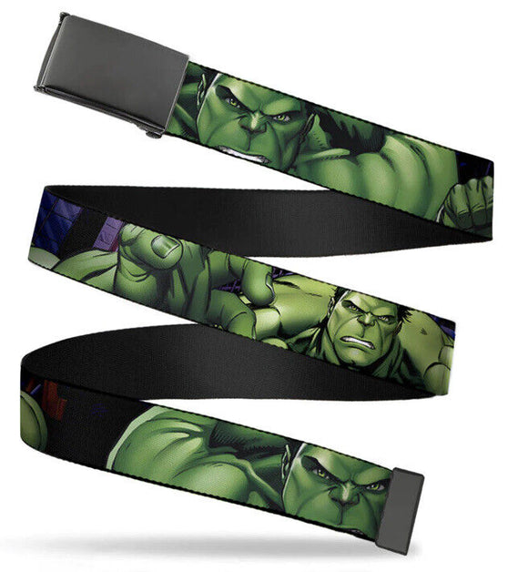 Buckle Down Mens  Web Belt Hulk Close Up Poses WAV014 Marvel