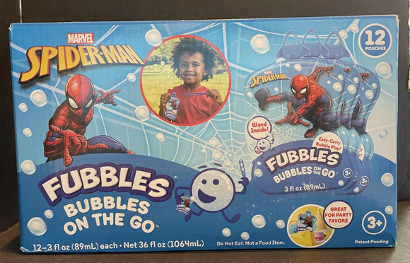Marvel Spider-Man Fubbles Bubbles On The Go 3fl oz Wand Inside ages 3+ Box Of 12