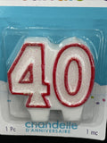 Glittery Number 40 Birthday Candle