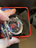 Spiderman Spinner Flip Cover LCD Youth Watch W/ Blk Band In Collectable Box