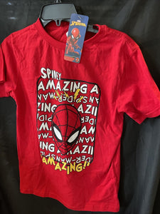 Amazing Spiderman Face Pose Graphic Red Kids Tshirt Size 18 Marvel