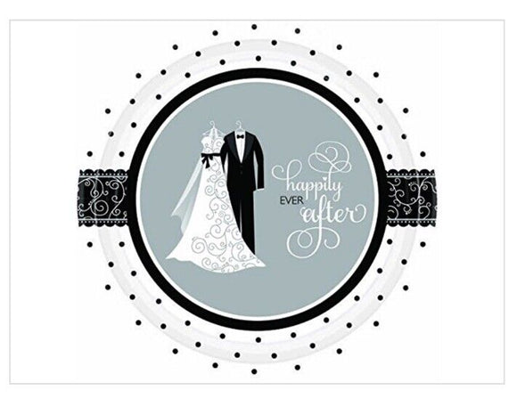 Black & White 10 1/2” Wedding Plate 8 Ct