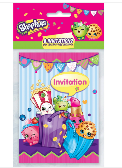 Shopkins Invitations 8 Ct  Birthday Party Supplies