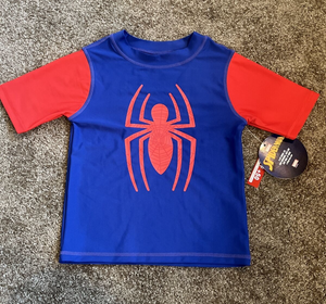 Marvel Spiderman Youth Rash Guard sz 4 UPF +50