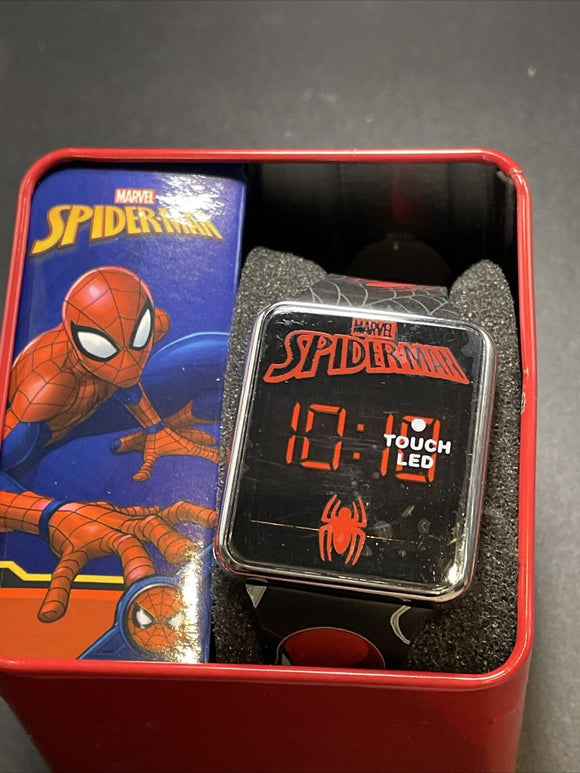 Marvel Spiderman Kids LED Touch Watch W/ Black Decorative Band