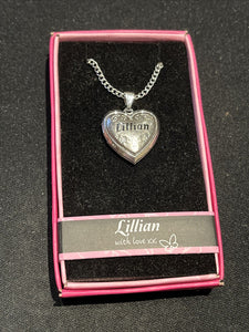 Heart Picture Locket With Love Necklace 16-18" Chain Lillian