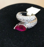 Ruby Crystal Wrap Around Ring Size 6 NEW