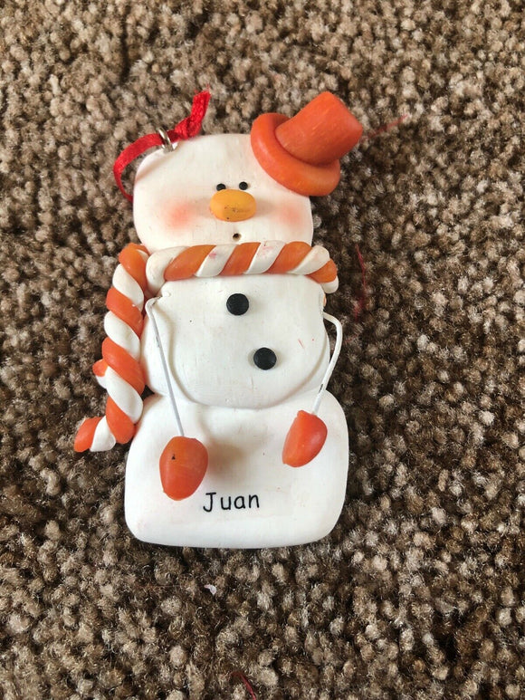 Juan Personalized Snowman Ornament Encore 2004 NEW