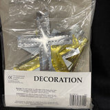 7Ft Long Gold & Silver Cross Foil Cascade Column Hanging Party Decoration - New