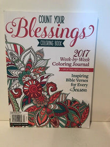 Count Your Blessings Coloring Book 2017 Week by Week Coloring Journal NEW