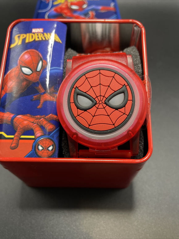Marvel Spiderman Face Light Up Flip Kids Watch W/Decorative Band