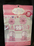 10 Piece It's a Girl Room Decorating Kit Baby Shower Party New