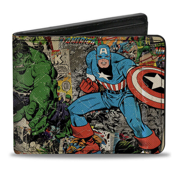 Buckle Down Marvel Comics Retro Avengers Group Pose Mens Bifold Wallet