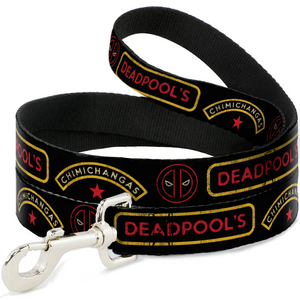 Dog Leash - DEADPOOL'S CHIMICHANGAS and Logo Black/Gold/Red 1" 4'- WDP067