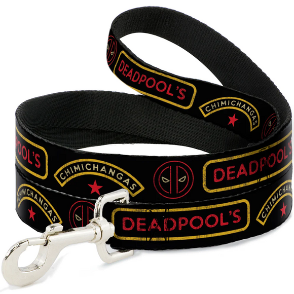 Dog Leash - DEADPOOL'S CHIMICHANGAS and Logo Black/Gold/Red 1