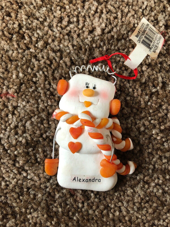 Alexandra Personalized Snowman Ornament Encore 2004 NEW