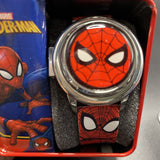 Marvel Spiderman Face Spinner Flip Cover LCD Youth Watch Graphic Band Collectable Box