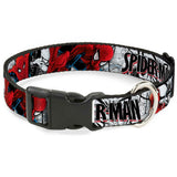 PLASTIC CLIP PET COLLAR - SPIDER-MAN ACTION POSES/COMIC SCENES 1" Large 15-26" WSPD039