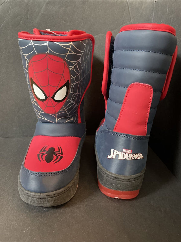 Marvel Spider-man Light Up Snow Boots Kids Size 6 New