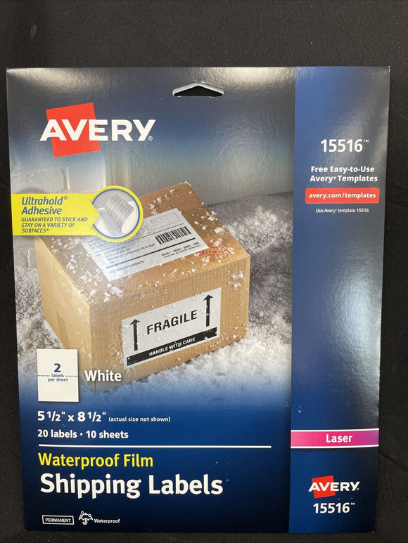 Avery Weatherproof Mailing Labels 5-1/2