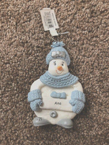 Snow Buddies Ana Personalized Snowman Ornament NEW