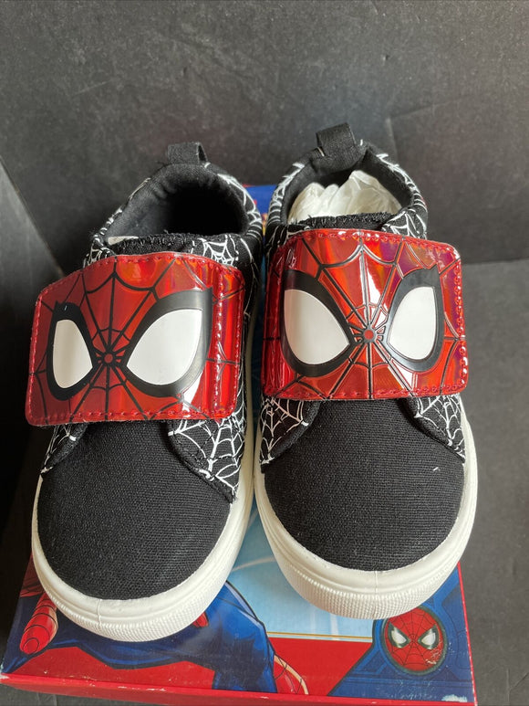 Marvel Spiderman Toddler Canvas Slip On Sneaker w/ Metalic  Flap Size 7