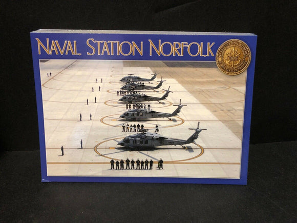 Naval Station Norfolk Virginia US Navy Base Helicopter - Military Postcard Blue