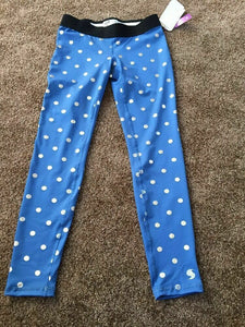 Soffe Girls Dri Leggings Blue/Silver Dot Size Medium