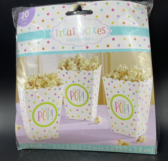 Ready To Pop Baby Shower Popcorn/Treat Box 20 Pcs 2.5”x5.25”