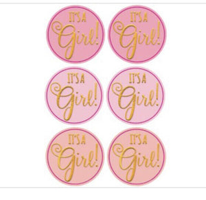 Pink “it’s A Girl “  Baby Shower Sticker Seals 1 Sheet 25 Ct