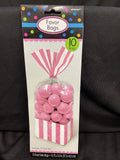 Amscan Striped Party Bag W/Twist Ties Measures 10.75" X 3.5", New Pink